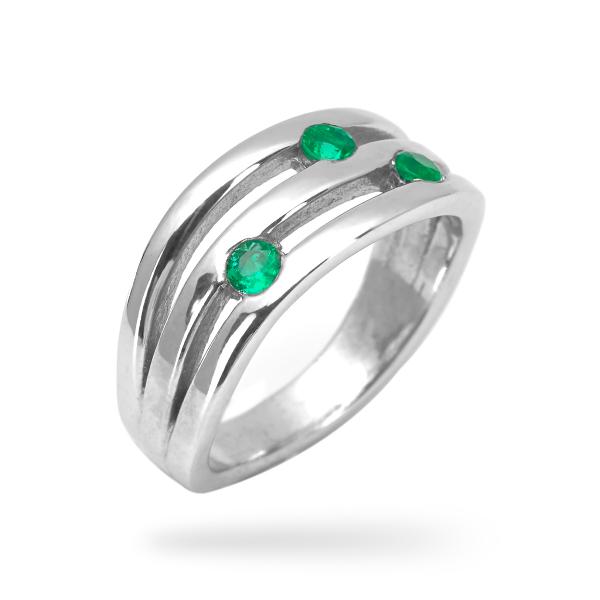 Silver ring emeraude Livia